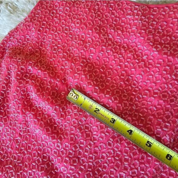 100% Silk Beaded Maxi Dress Embellished Pink Y2K Size 8 by Suzanne  Barbiecore - Picture 8 of 13